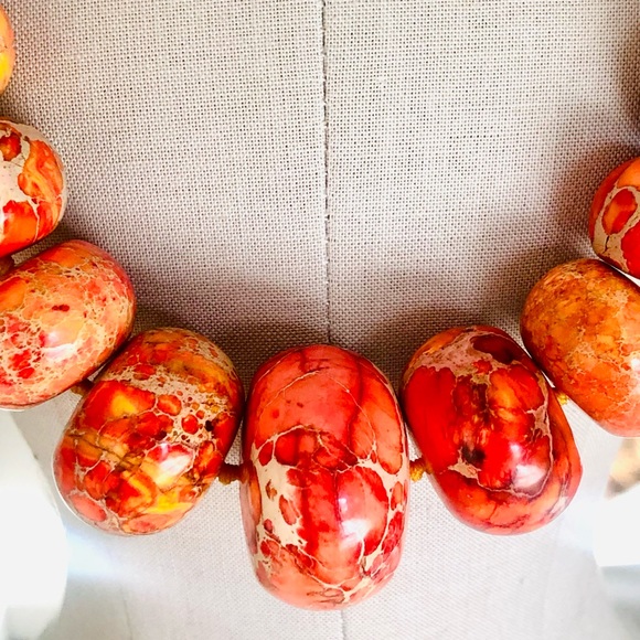 Gorgeous Orange Natural Jasper Stone Necklace NWT - Picture 7 of 17